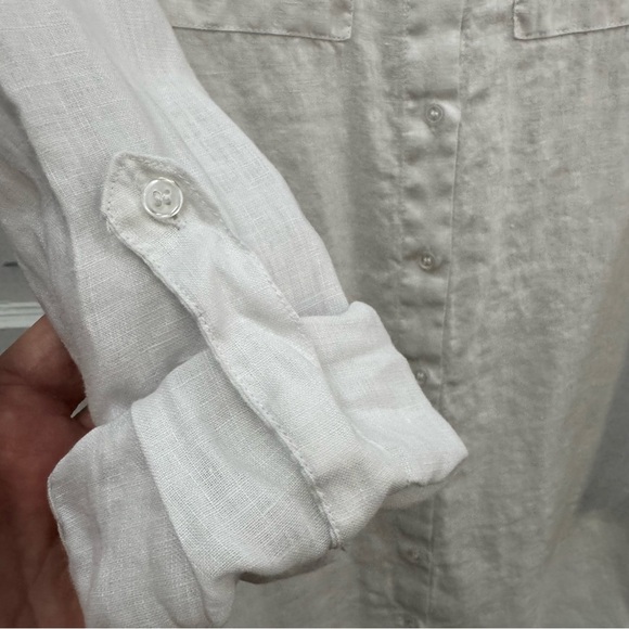 Saks Fifth Avenue White Linen Shirt Dress Size S - Picture 5 of 10